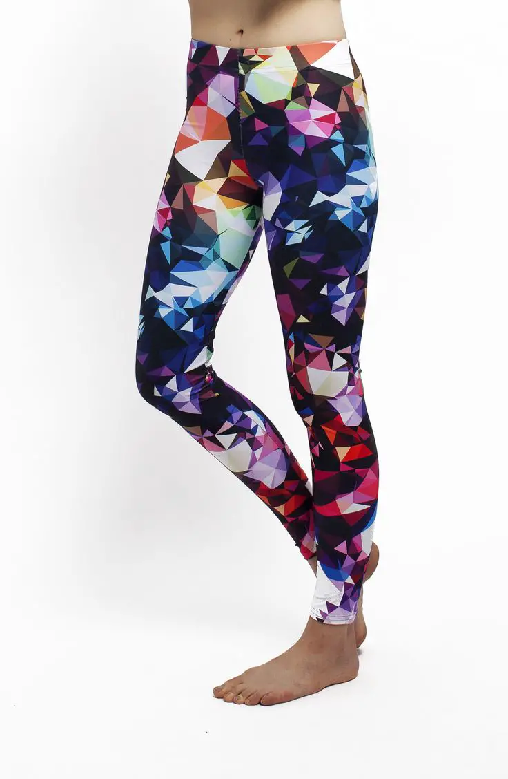Print Yoga Leggings, Colorful Geometric Design