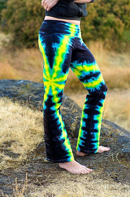 Tie Dye Pychedelic Black Laser Yoga Pant - Hippie Dance Tights - Burning Man Leg...