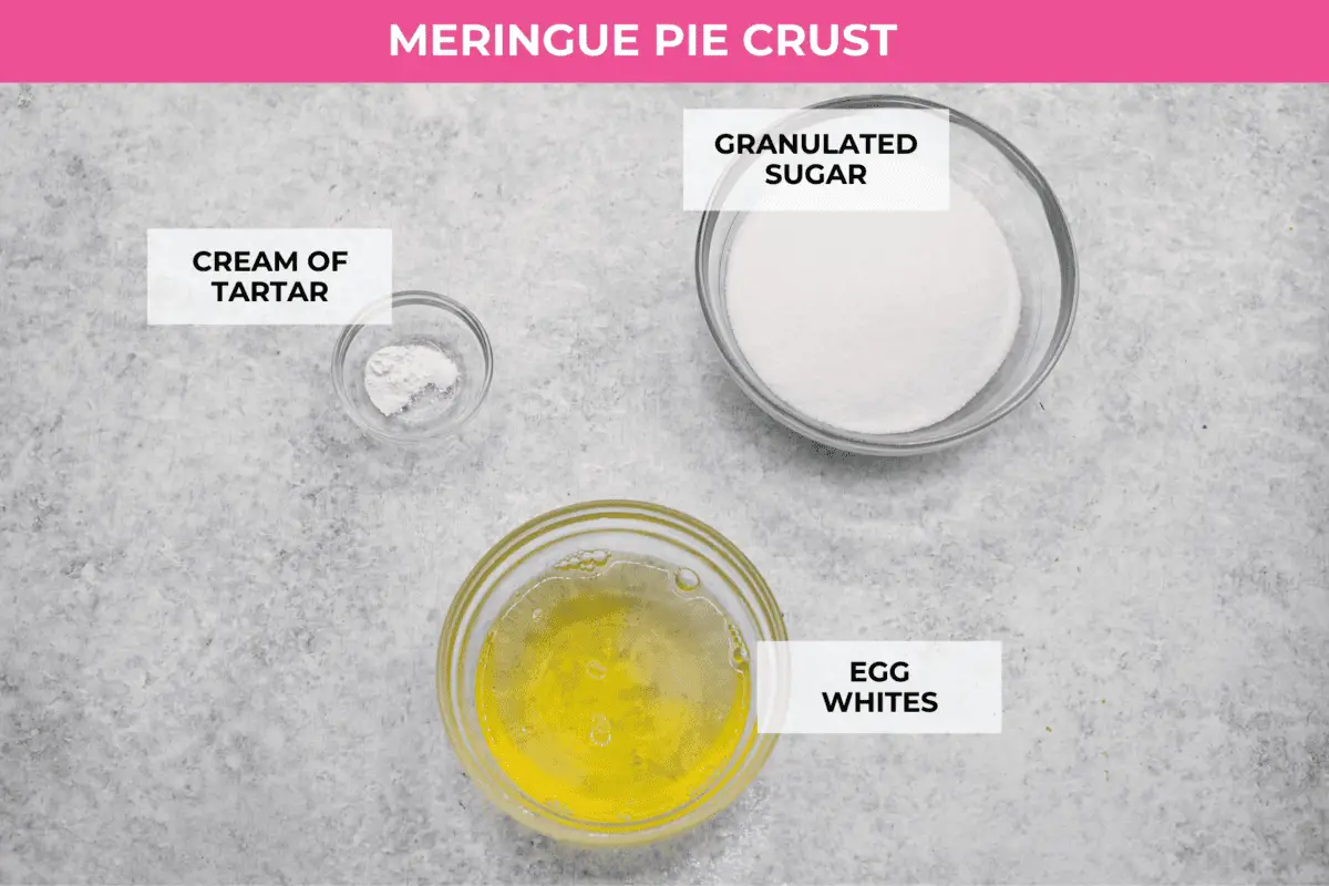 Ingredients listed to make meringue pie crust. - Lemon Angel Pie