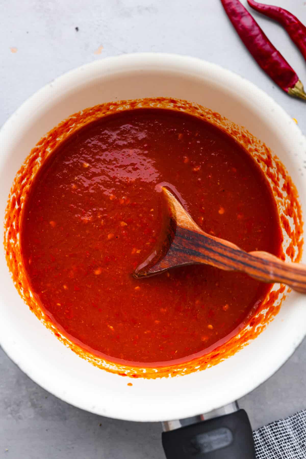 Hot sauce in a white bowl. - Homemade Hot Sauce