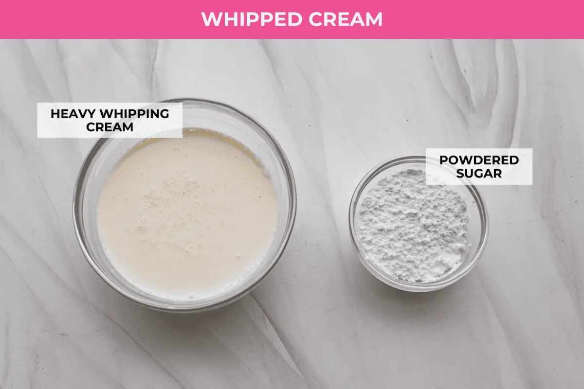 Ingredients listed to make the whipped cream. - Lemon Angel Pie