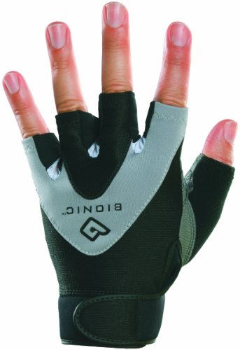 Bionic Gloves Men's Half Finger Fitness/Lifting Gloves W/ Natural Fit Technology, Black (PAIR)