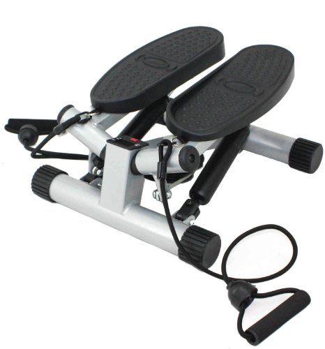 Sunny Health &amp; Fitness Twisting Stair Stepper With Band, Silver
