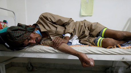 A man lies on the bed of a cholera treatment center in Sanaa, Yemen, May 15, 2017. © Khaled Abdullah - At Least 20 Civilians Killed In Yemen Airstrike – UN — RT News