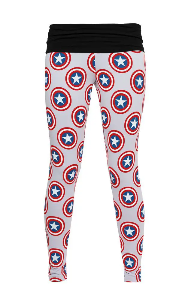 Marvel Comics Captain America Shield Lic NWT Women's Yoga Workout Pants