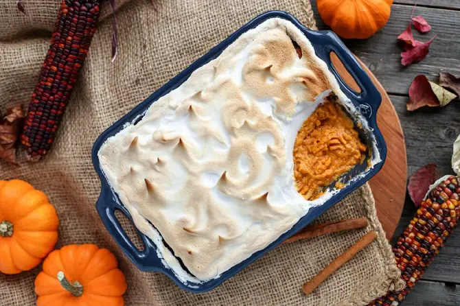 vegan marshmallow sweet potato casserole with aqaufaba - Vegan Alternatives To Famous Thanksgiving Dishes