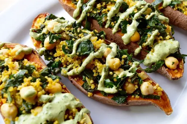 Crispy Stuffed Sweet Potato Skins - 101 Thanksgiving Recipes With No Meat Or Dairy