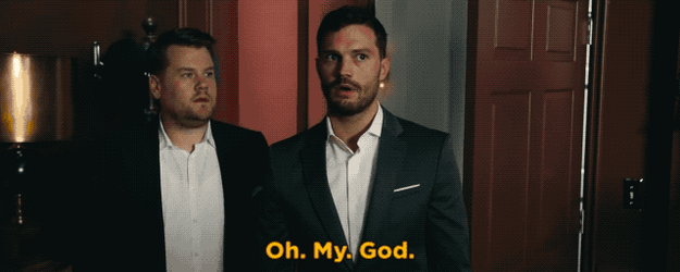 Only to discover that Corden is something even more ~forbidden~ than a dominant: He - James Corden And Jamie Dornan Did A Shot-For-Shot Remake Of An Iconic &quot;Fifty Shades&quot; Scene And I&#039;m Dead