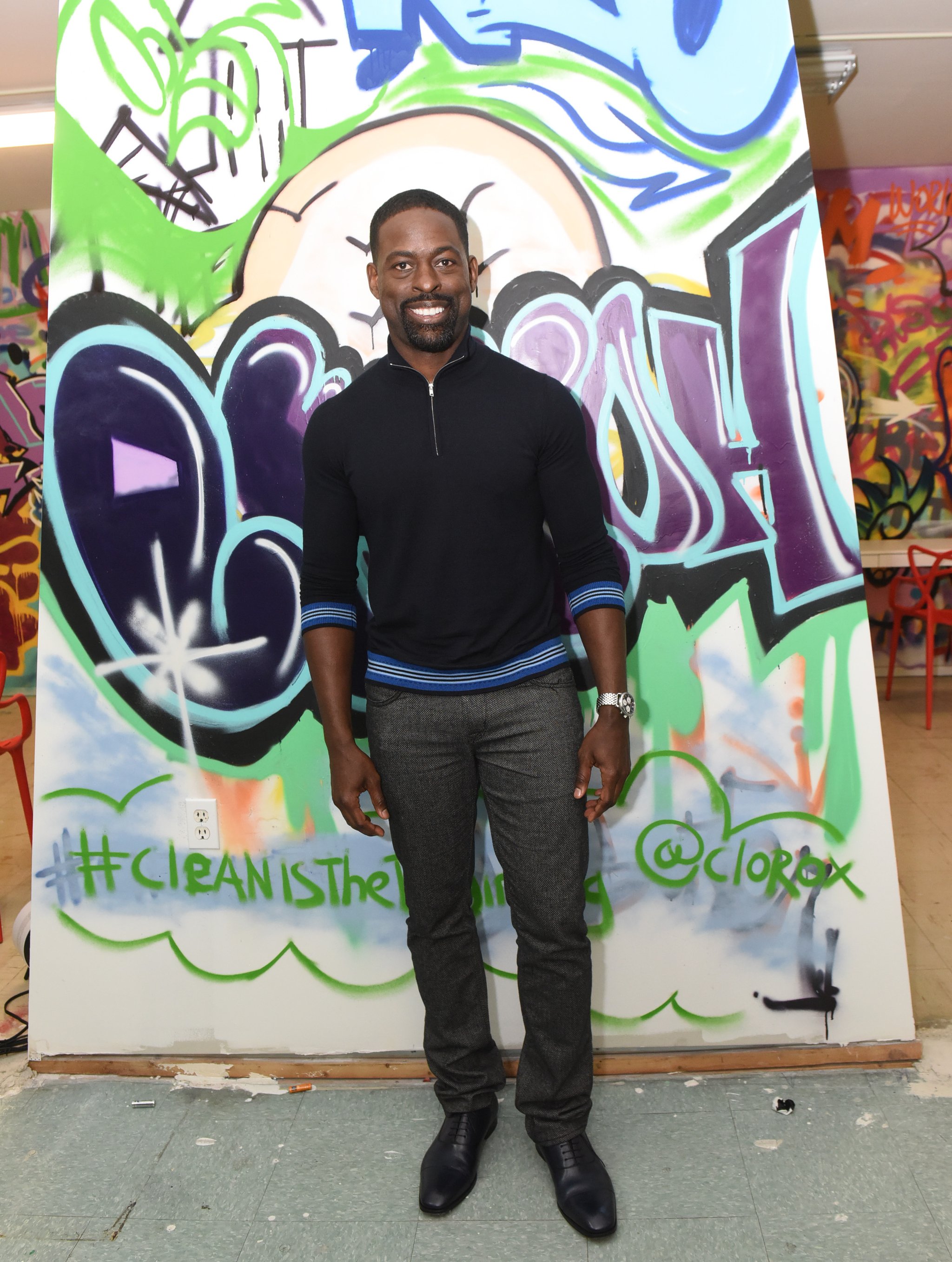 Award-winning actor Sterling K. Brown joins Clorox and Thrive Collective to celebrate the transformative power of clean at a new Youth Opportunity Hub in Harlem, New York, Tuesday, Feb. 27, 2018. The space was cleaned with a grant from Clorox and the help of 250 community volunteers to create new possibilities for youth as an arts hub and mentoring center. (Photo by Diane Bondareff/Invision for Clorox/AP Images) - Sterling K. Brown This Is Us And Black Panther Interview
