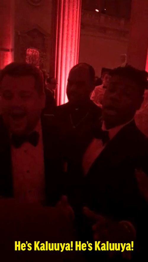James Corden and John Boyega singing "he - 19 Hidden Gems From Celebs&#039; Insta Stories At The 2018 Met Gala's Kaluuya" to Daniel Kaluuya to the tune of "Halleluja" caught by Letitia Wright: