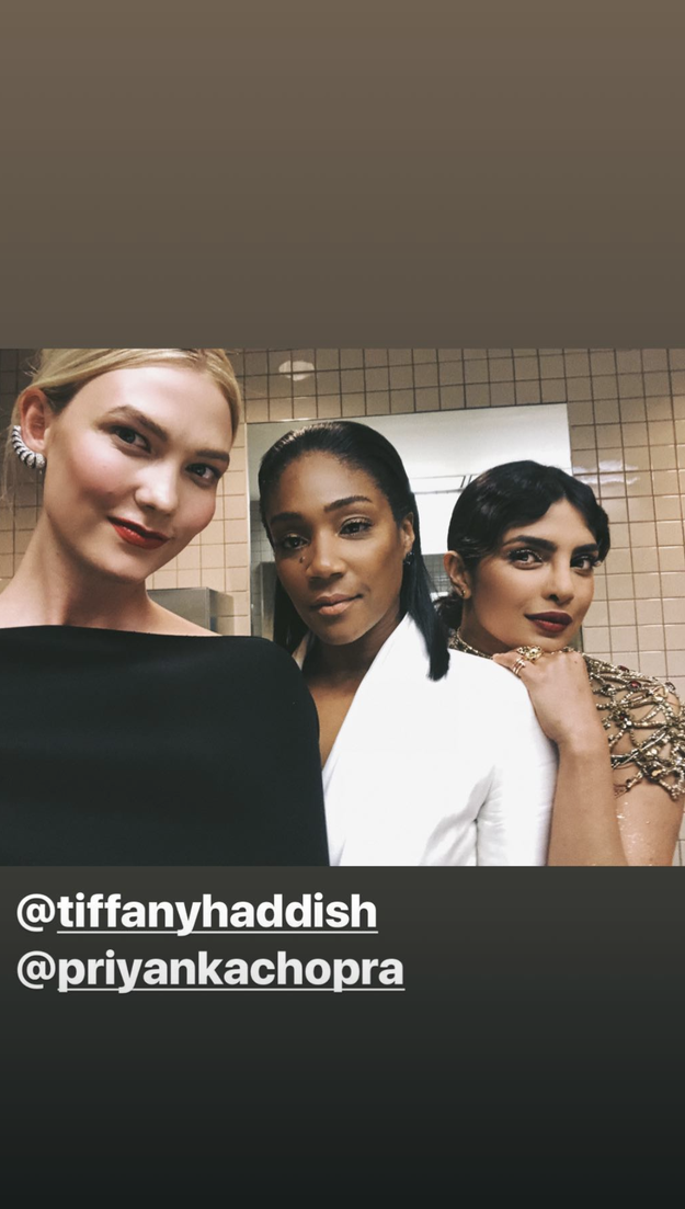 This bathroom selfie from Karlie Kloss with Tiffany Haddish and Priyanka Chopra: - 19 Hidden Gems From Celebs&#039; Insta Stories At The 2018 Met Gala