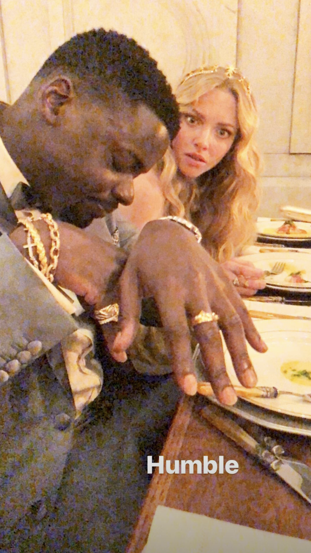 Rita Ora catching Amanda Seyfried serving 👀 while staring at Daniel Kaluuya - 19 Hidden Gems From Celebs&#039; Insta Stories At The 2018 Met Gala's acce$$ories: