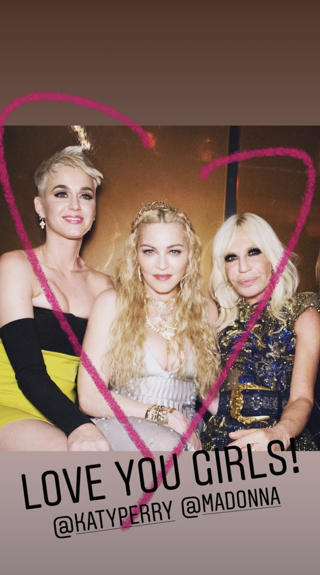 Donatella - 19 Hidden Gems From Celebs&#039; Insta Stories At The 2018 Met Gala's pic with Madonna and Katy Perry: