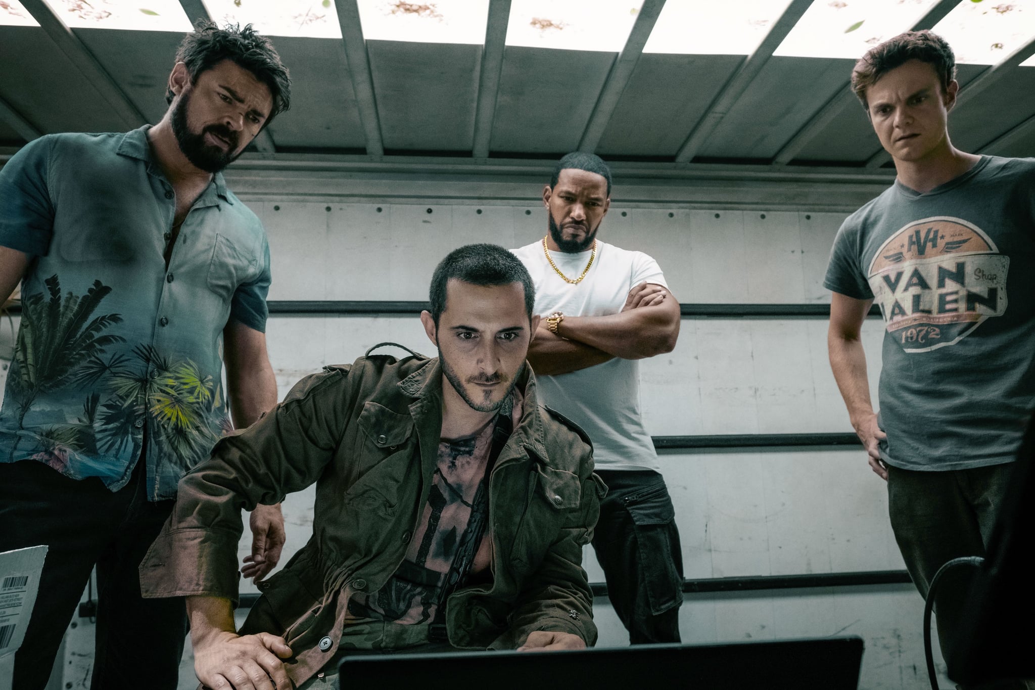 THE BOYS, from left: Karl Urban, Tomer Capon, Laz Alonso, Jack Quaid, - Is Amazon's The Boys Renewed For Season 2?'Get Some', (Season 1, ep. 103, aired July 26, 2019). photo: Jan Thijs / Amazon / courtesy Everett Collection