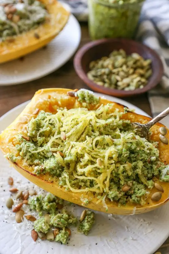 15. Spaghetti Squash With Broccoli-Pumpkin Seed Pesto - 27 Food Processor Recipes That Will Motivate You To Finally Start Using It