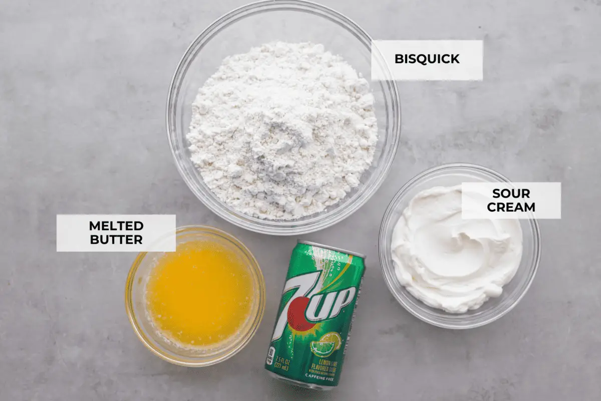Ingredients labeled to make 7 up biscuits. - 7-Up Biscuits